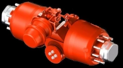 Axle unit DT220.200.00: wheel axle DT220.220.00-20 on hydraulic suspension DT220.210.00