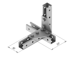 Plate angle 90 degrees 6 holes SMA 618, with overall dimensions 80x120 mm, with metal thickness 5,0 mm, thermodiffusively