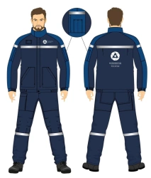 Men's suit (jacket and trousers) for protection against electrical thermal hazards; against elevated temperatures; against gener