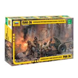 Assembled model German anti-tank gun PAK-36 with crew