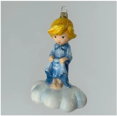 Handmade glass Christmas tree toy "Angel with wings"