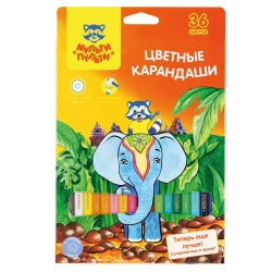 Coloured pencils Multi-Pulti "Coon in India", 36-colour, sharpened, cardboard, europodweight