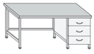 Metal laboratory assistant's table with 3 drawers SL-7(m)