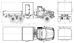 Truck trucks mod. 5777CP without CMU on the basis of Ural chassis mod. 4320-74 with "NEXT" type cab (Equipment variants: ZF 9S13