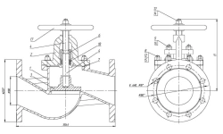 Non-return shut-off flanged bore valve without spring DN 100 PN 10 series 458 (KMIA.491925.003-05)