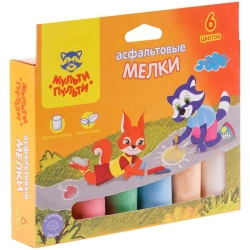 Multi-Pulti" coloured asphalt crayons, 6 colours, round shape