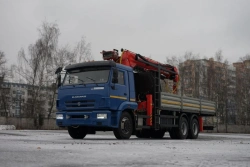 Special purpose vehicle with hydraulic loading crane of MKMA type on the basis of KAMAZ 65117 and its modifications 64K07N-UB