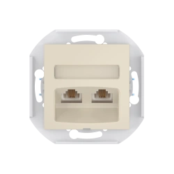 CADUCEUS ALING PRESTIGE Flush-mounted double telephone socket 2xRJ12 6P6C cat. 3, beige, art. 60131.9 (mechanism)