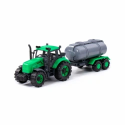 Tractor "Progress" with inertia tank-trailer (green) (in tray), Item No. 94636