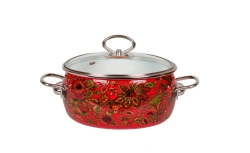 Spherical shallow saucepan with stainless steel handles; 1.5, 2, 3, 4, 5 litres