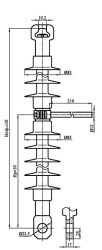 Suspended rod insulator with ribbed shell made of organosilicon rubber PSPKr 120-25/1,1-0,4-NV-GU