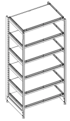 Shelving unit of the first type, one-sided, straight (wall-mounted) ST1-D