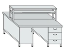 Metal island table and cabinet for chemical investigations on supporting bollards SFO-4(m)