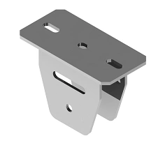 Hinged traverse of U-profile BSUS 7, with overall dimensions 200x100x135 mm, metal thickness 6,0 mm, hot-dip galvanised steel.