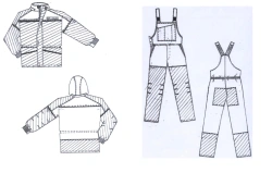Men's suit (jacket, dungaree) for protection against general industrial pollution and mechanical effects (abrasion)