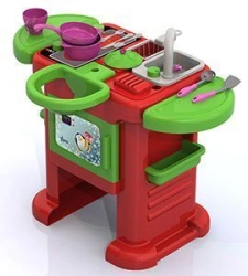 "Magical Hostess": kitchen set No. 2 (kitchen (54 cm)+ utensils set + doll's seat)