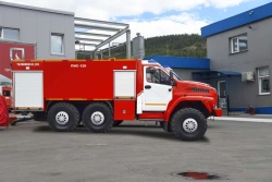 Fire pumping station PNS-?, type 58810, modification 58810Y, on chassis Ural-5557-6151-70, 5557-6151-72, 5557-6151-74, 5557-6155
