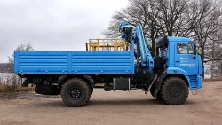Flatbed platform, type 6706, modification 67063F with CMU manufactured by "INMAN" JSC on the basis of KAMAZ chassis, type 43502