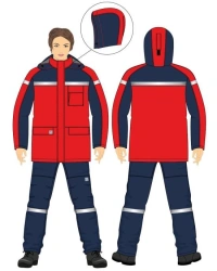 Women's jacket for protection against thermal risks of electric arc, against water, including unfavourable weather conditions.