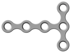 Mini reconstruction T-plate (5...8 holes, length 17...38mm)