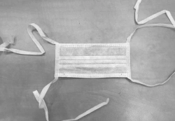 Medical face mask for respiratory protection of disposable use "SORBOTEK", two-layer, size 165x85 mm, with h
