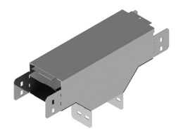Tee tray vertical downward with turn ONL 000x000 TR, with overall dimensions from 100x40 mm to 600x200 mm, with metal thickness 