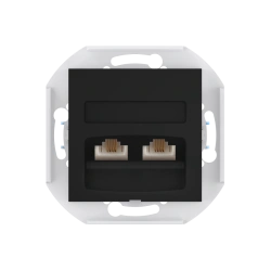 CADUCEUS ALING PRESTIGE Flush-mounted double telephone socket 2xRJ12 6P4C, black (soft touch), art. no. 6013.E1 (mechanism). 601