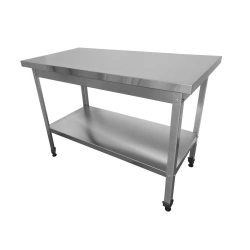 Cutting and production table without side, with shelf
