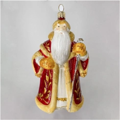 Handmade glass Christmas tree toy "Grandfather Frost standing"