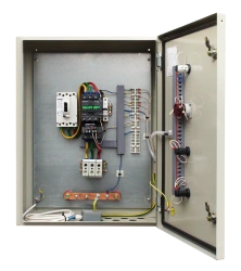 Low-voltage complete device for electric control stations of sewage pumping stations YaO 9602V