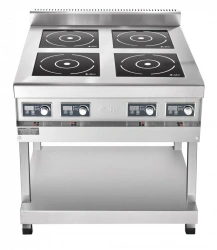 Four-burner induction cooker, type KIP-49P-3,5-01 for catering enterprises (on a stand) made of stainless steel with