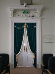 Door curtains, on curtain tape (functional and decorative curtain of light fabric materials)