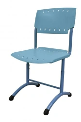 Pupil's chair PRISMA, (Adjustable), 4-6 gr. height, (380-460 mm), RAL 9006 gloss, plastic blue (RAL 5012)
