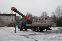 Special purpose vehicle with hydraulic loading crane of MKMA type on the basis of KAMAZ 65117 and its modifications 64K36N-U3