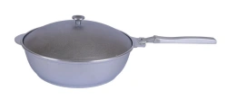 Cast aluminium sauté pan 260/75mm (uncoated) Kukmara TM, with removable aluminium handle, with aluminium lid