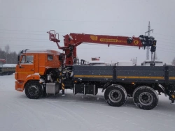 Special purpose vehicle with MKMA type hydraulic loading crane on the basis of KAMAZ 65117 and its modifications 64K37N-UL