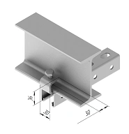 Bar clamp with SMA 635 thread, with overall dimensions 30x30 mm, metal thickness 5.0 mm, hot-dip galvanised steel