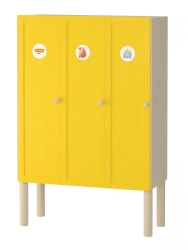 Locker room cupboard 3 sections / yellow