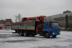 Special purpose vehicle with KMA type hydraulic loading crane on the basis of KAMAZ 65117 and its modifications 64K03N-U9