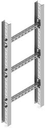 Vertical cable ladder type cable tray KTU-BSI 000x00, with overall dimensions from 200x100x6000 mm to 1200x100x6000 mm, with