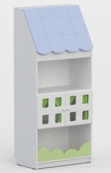 Cabinet mod. 1 "Houses". Size (w x d x h): 700 x 400 x 1700mm. (Furniture for kindergartens brand "Interior" series "TDI Kids")