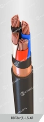 Power cable with copper conductors, insulation made of polyvinylchloride plasticate of reduced fire hazard, for rated alternatin