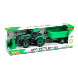 Progress Tractor with inertia trailer and bucket (green) (in box), Item No. 91840