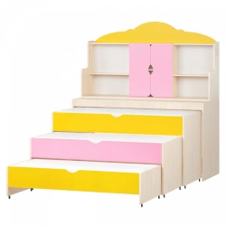 Children's three-drawer pull-out bed-chair "Smile" (with extension)