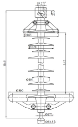 Linear suspended rod insulator with protective sheath made of organosilicon composition LC 160/330-I-2 GP