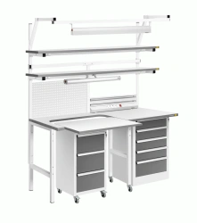 Industrial furniture, including antistatic (ESD), Viking: SR-VD, desk with sliding individual workstations