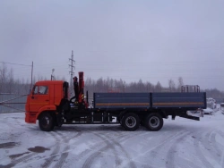 Special vehicle with KMA type hydraulic loading crane on the basis of KAMAZ 65115 and its modifications 62K02N-U2