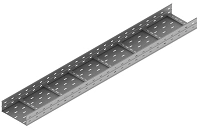 Long distance perforated tray UPL 000x000 series, with overall dimensions from 150x75x3000 mm to 600x120x9000 mm, then