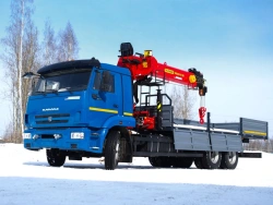 Special purpose vehicle with KMA type hydraulic loading crane on the basis of KAMAZ 65117 and its modifications 64K03N-Z153
