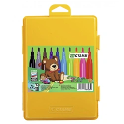 Jolly Toys" markers, 10 colours, flushable, yellow plastic case, Europodweight